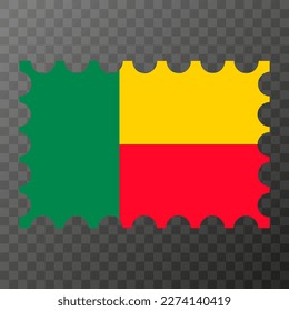 Postage stamp with Benin flag. Vector illustration.