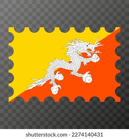 Briefmarke mit Bhutan-Flagge. Vektorgrafik.