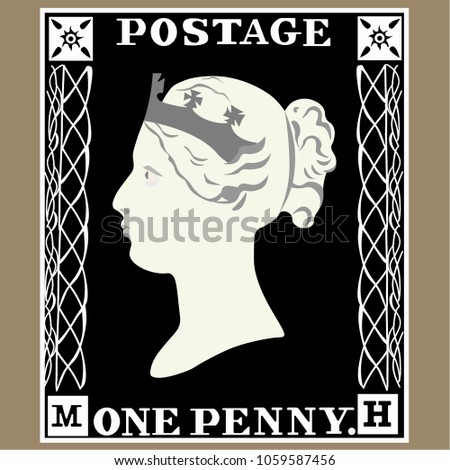Postage stamp Black penny vector graphic