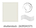 Postage stamp. Blank grunge postage postmark. Empty mail delivery template.