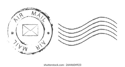 Postage stamp. Blank grunge postage postmark. Empty mail delivery air mail template.