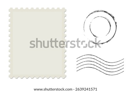 Postage stamp. Blank grunge postage postmark. Empty mail delivery template.