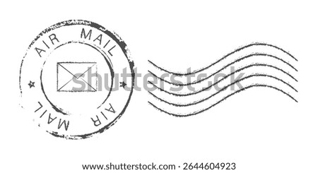 Postage stamp. Blank grunge postage postmark. Empty mail delivery air mail template.
