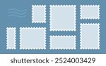 Postage stamp blank template collection. Letter stamps with perforated edges.