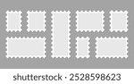 Postage stamp blank template collection. Letter stamps with perforated edges.