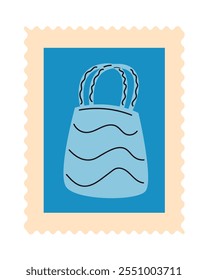 postage stamp blue bag icon isolated