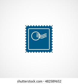 Postage Stamp Blue Flat Icon On White Background