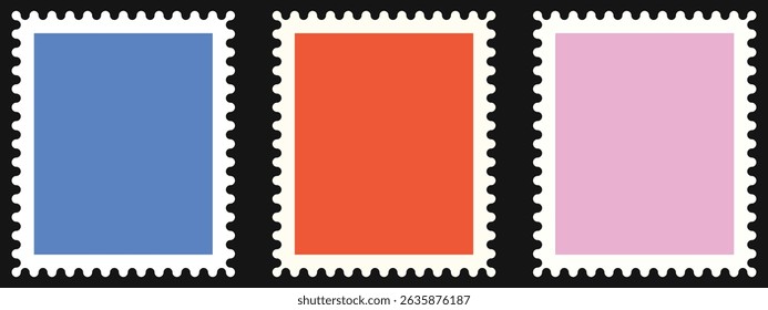 Postage stamp borders set. Color Postage stamp, vector illustration	