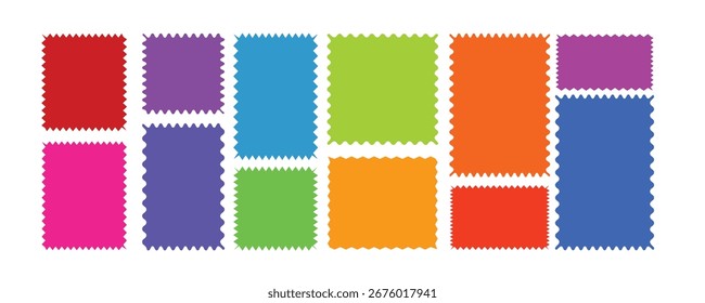 Briefmarkenränder setzen Vektor.Farbe Rechteck Rahmen mit wiggly Rahmen.