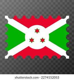 Estampilla con bandera de Burundi. Ilustración vectorial.