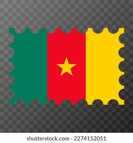 Postage stamp with Cameroon flag. Vector illustration.
