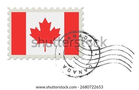 Postage stamp Canada. Rubber postal stamp. Vintage vector illustration in grunge style.