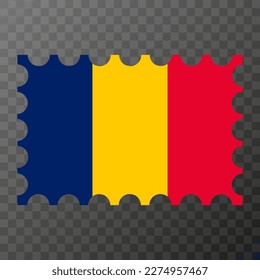 Postage stamp with Chad flag. Vector illustration.