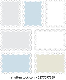 Postage stamp collection with shadow. Vector icons set.