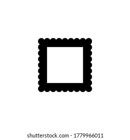 Postage Stamp, Correspondence, Postmark. Flat Vector Icon illustration. Simple black symbol on white background. Postage Stamp, Correspondence Frame sign design template for web and mobile UI element