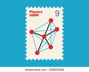 Briefmarke mit Deckbild Physikalisches Lehrbuch für Klasse 9 der sowjetischen russischen Oberschule
