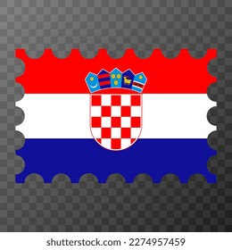 Estampilla con bandera de Croacia. Ilustración vectorial.