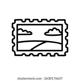 A postage stamp with a cute design isolated on a white background. Vector hand-drawn illustration in doodle style. Perfect for decorations, logo, various designs.