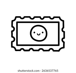 A postage stamp with a cute design isolated on a white background. Vector hand-drawn illustration in doodle style. Perfect for decorations, logo, various designs.