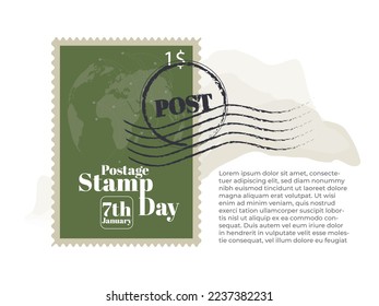 Postage Stamp Day, 7. Januar.Vektor eps10