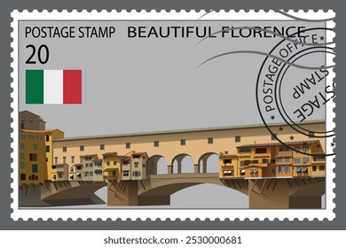 
Briefmarke, die Florenz darstellt. Vektor.