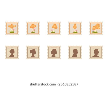 Postage Stamp Design Element Set