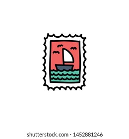 postage stamp doodle icon, vector illustration