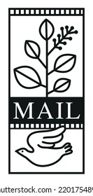 Briefmarke mit Taube und Laub, Vektorgrafik