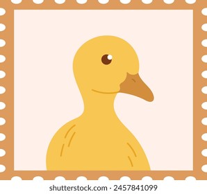 Postage Stamp With Duck Vector Illustration