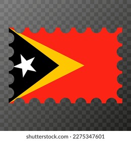 Postage stamp with East Timor flag. Vector illustration.