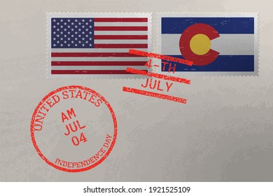 Postage Stamp Envelope Colorado Usa Flag Stock Vector (Royalty Free ...