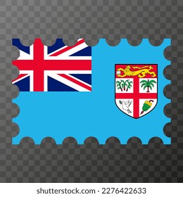 Postage stamp with Fiji flag. Vector illustration.