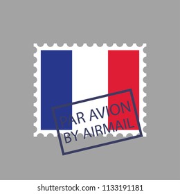 Postage Stamp  Flag of France. Vector illustration