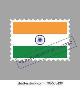 Postage Stamp  Flag of India. Vector illustration