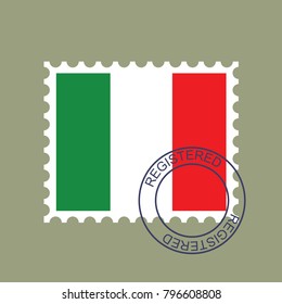 Postage Stamp  Flag of Italy. Vector illustration
