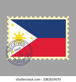 Postage Stamp  Flag of Philippine. Vector illustration