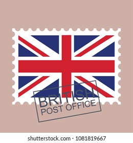 Postage Stamp  Flag of United Kingdom. Vector illustration