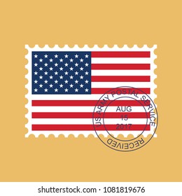 Postage Stamp  Flag of United States. Vector illustration