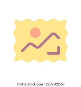Icono de marca postal de color plano ui. Servicio postal. Filatamente. Colección de sellos. Enviar carta. Elemento simple relleno para la aplicación móvil. Pictograma sólido colorido. Ilustración RGB aislada por vectores