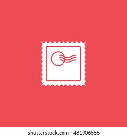Postage Stamp Flat Icon On Red Background