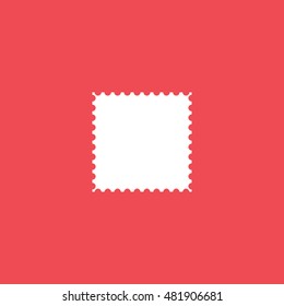 Postage Stamp Flat Icon On Red Background