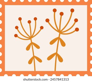Sello de franqueo con flores Ilustración vectorial