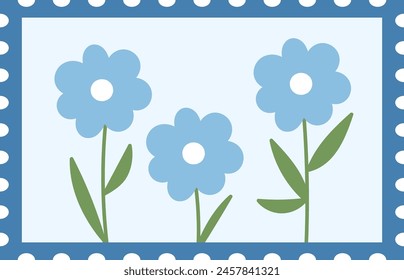 Sello de franqueo con flores Ilustración vectorial