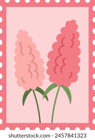 Postage Stamp With Flowers Vector Illustration