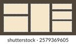 Postage stamp frame collection. Blank empty postage postmarks shapes border collection