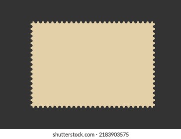 Postage Stamp Frame. Empty Border Template For Postcards And Letters. Blank Rectangle And Square Postage Stamp With Perforated Edge. Vector Illustration Isolated On Black Background.