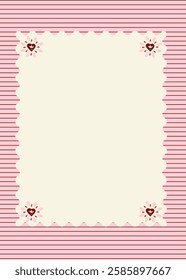 Postage stamp frame with pattern background. Abstract design elements for invitations. Flat vector illustration.