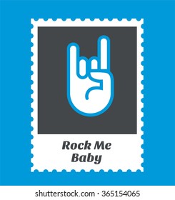 Postage stamp frame with rock symbol