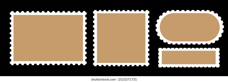 Postage stamp frame set. blank postage stamp vector illustration eps 10.