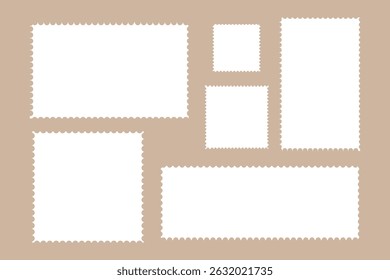 Postage stamp frame set. blank postage stamp vector illustration eps 10.